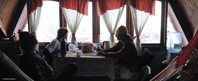 Federico Romano, Nicolas ‘Pampi’ Bredeston and Grant Giller enjoying some warm maté at Pampi’s house in between sessioning street spots.